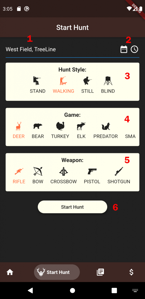 TrophyTracks - Start Hunt